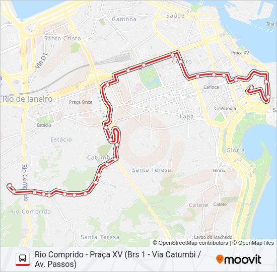 Mapa da linha 202 de ônibus