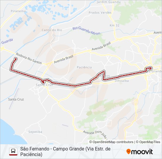 Mapa da linha 840 de ônibus