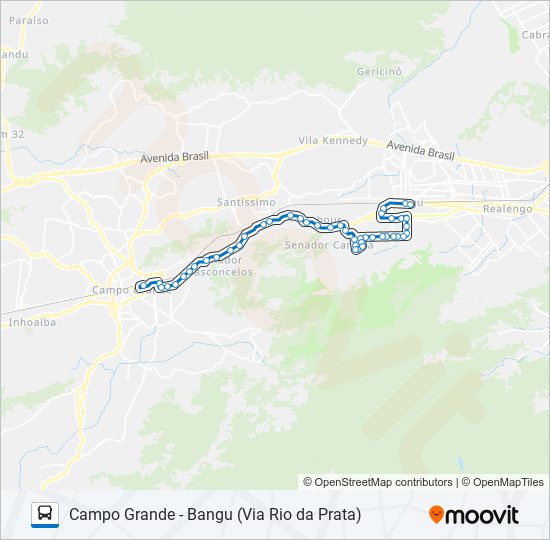 Mapa da linha 802 de ônibus