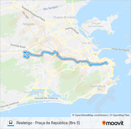 Mapa da linha 383 de ônibus