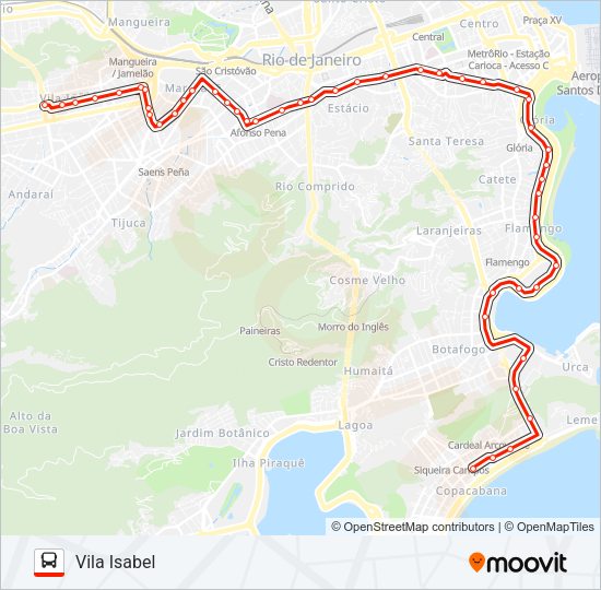 Mapa da linha 433 de ônibus