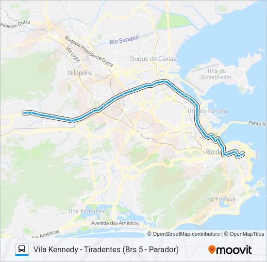 Mapa da linha 394 de ônibus