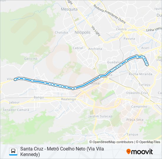 Mapa da linha 756 de ônibus