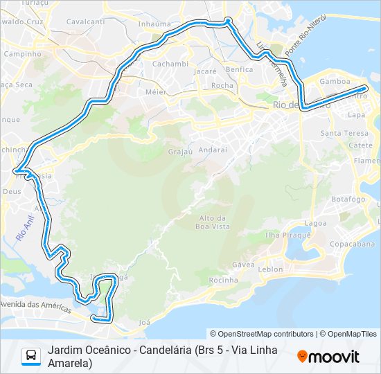 Mapa da linha 343 de ônibus