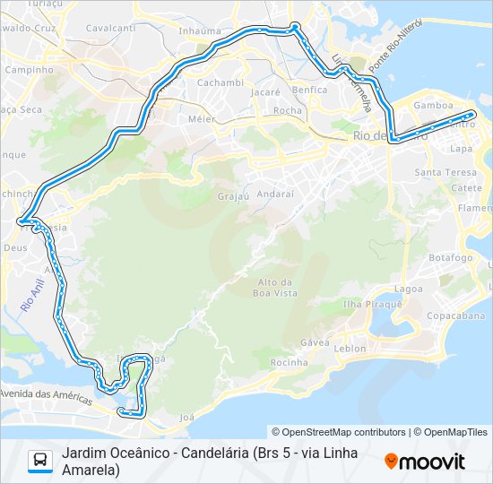 Mapa da linha 343 de ônibus