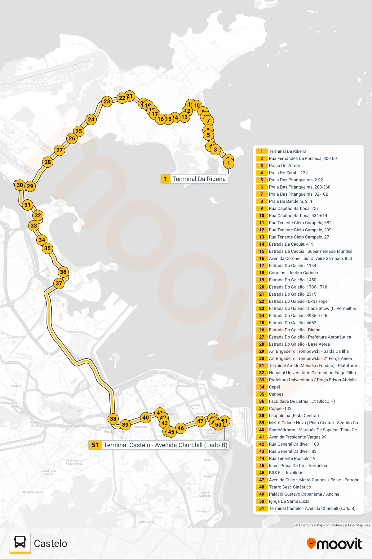 327 bus Line (Castelo) route and stops on a map