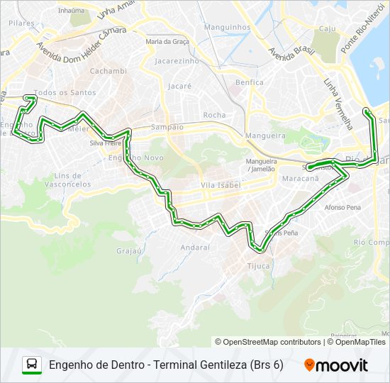 Mapa da linha 606 de ônibus