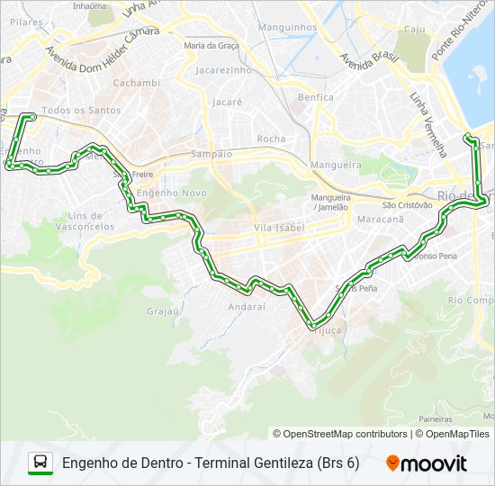 Mapa da linha 606 de ônibus