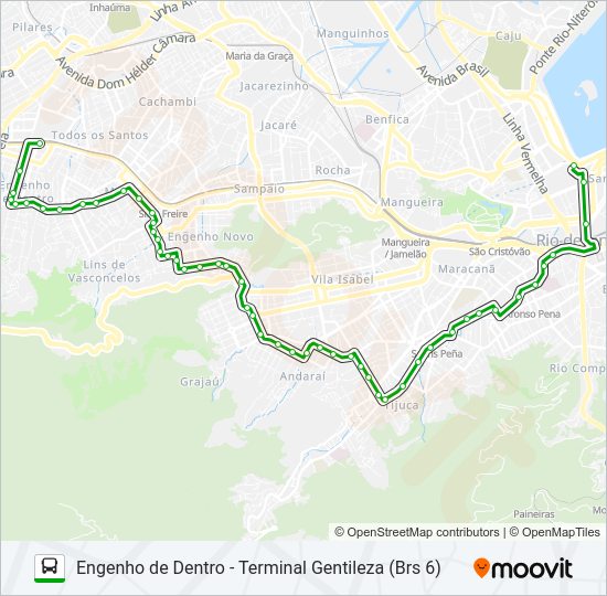 Mapa da linha 606 de ônibus