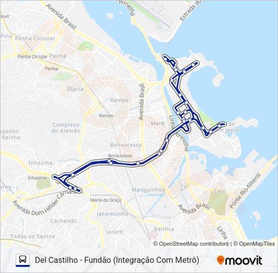 Mapa da linha 616 de ônibus