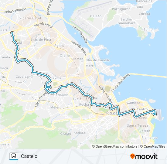 Mapa da linha 296 de ônibus