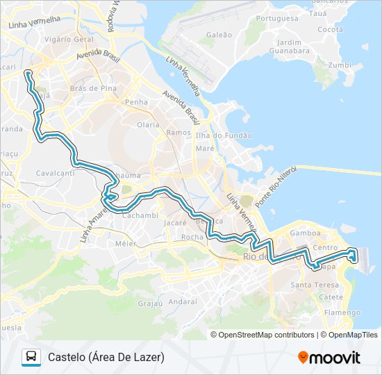 Mapa da linha 296 de ônibus