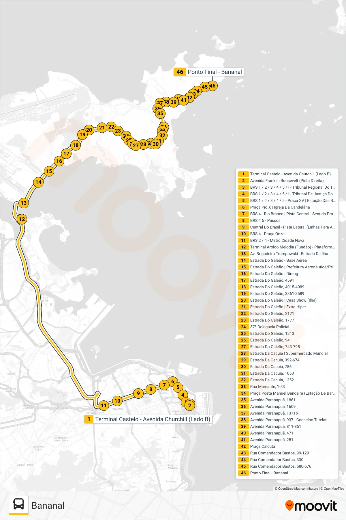 Rota e paradas da linha de ônibus 323 (Bananal) no mapa