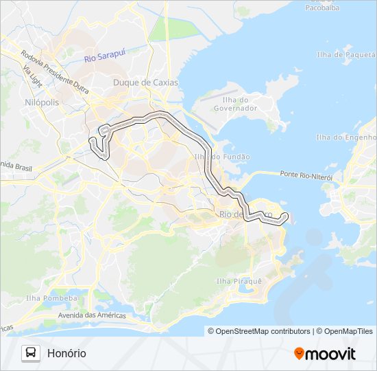 Mapa da linha 362 de ônibus
