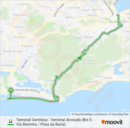 Mapa da linha 302 de ônibus