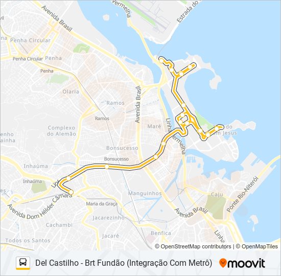 Mapa da linha 913 de ônibus