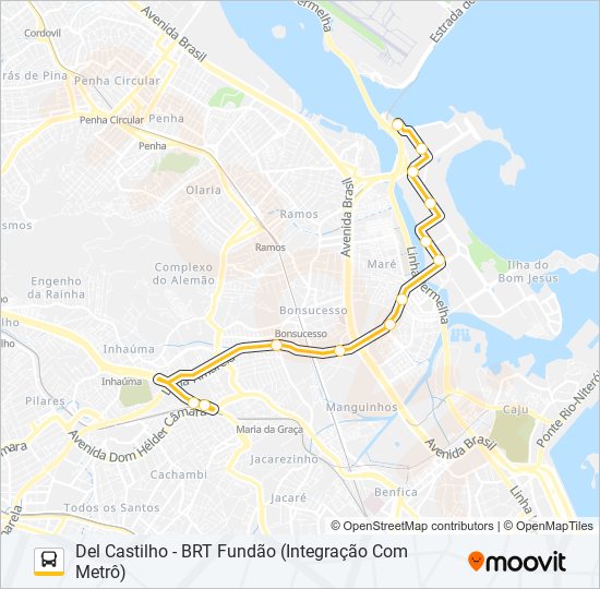 Mapa da linha 913 de ônibus