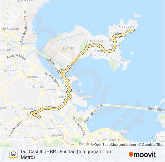 Mapa da linha 913 de ônibus