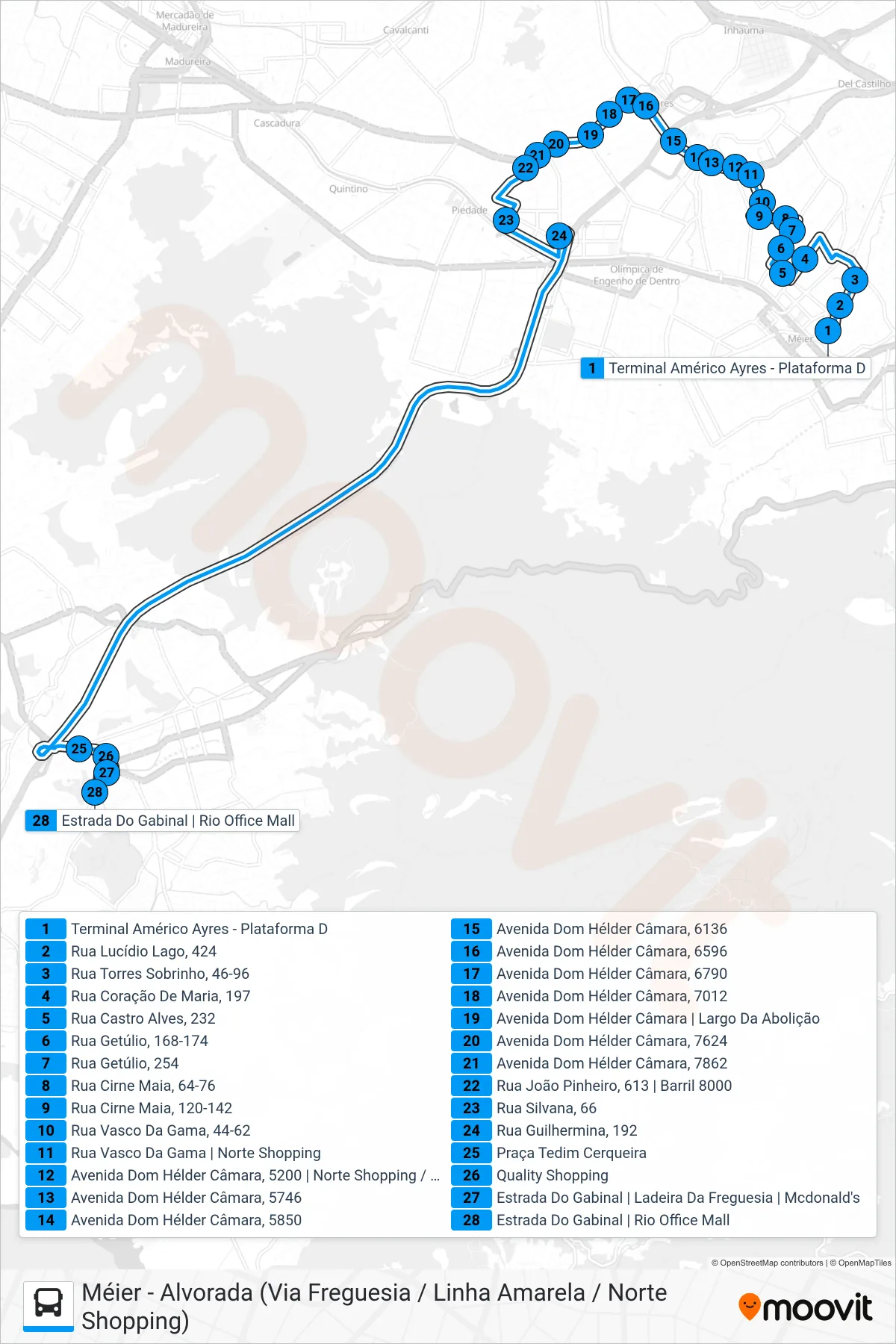 692 bus Line (Freguesia) route and stops on a map