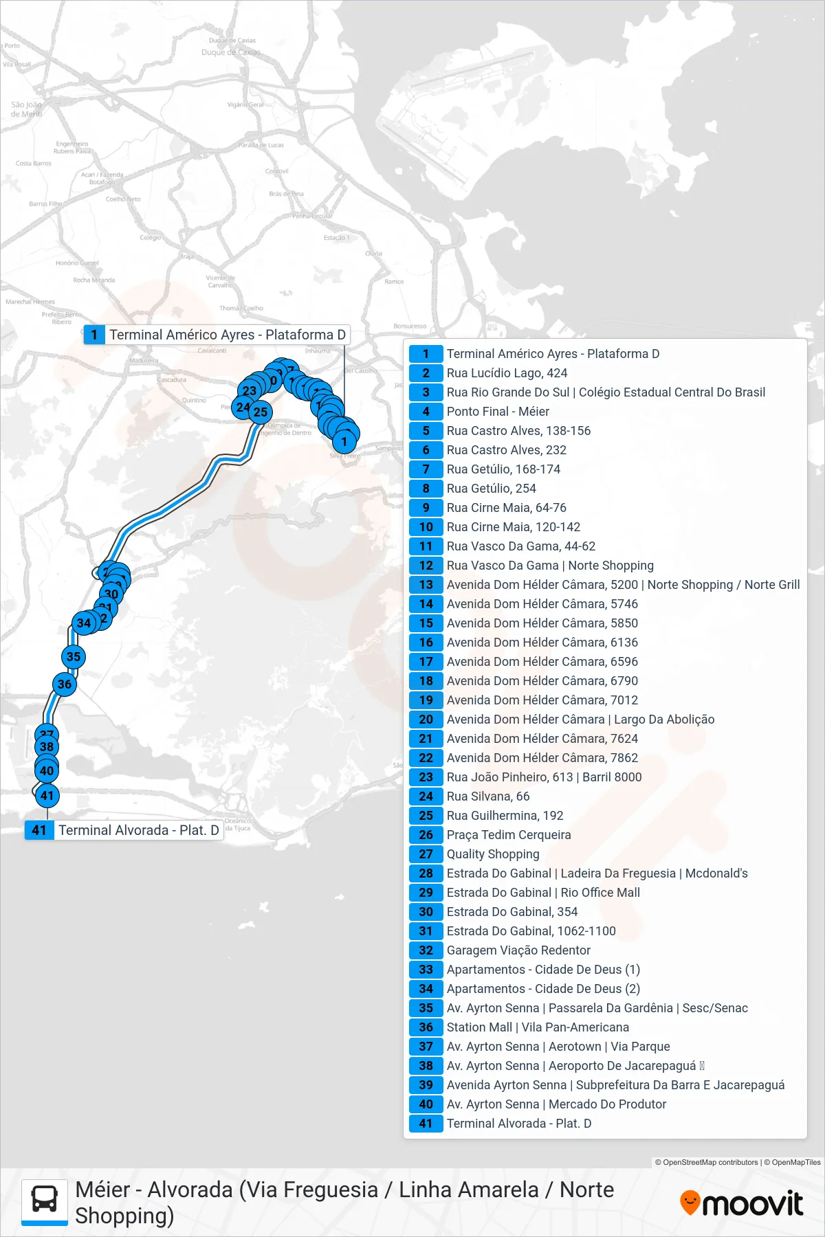 Rota e paradas da linha de ônibus 692 (Alvorada (Direto)) no mapa