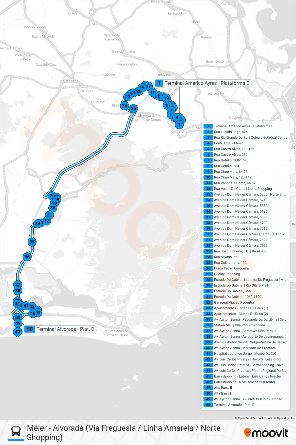Rota e paradas da linha de ônibus  692  (Alvorada (Via Barrashopping)) no mapa