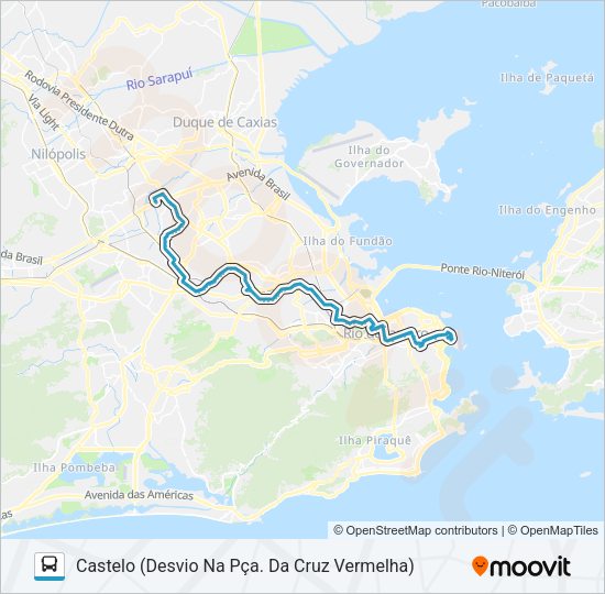 Mapa da linha 298 de ônibus