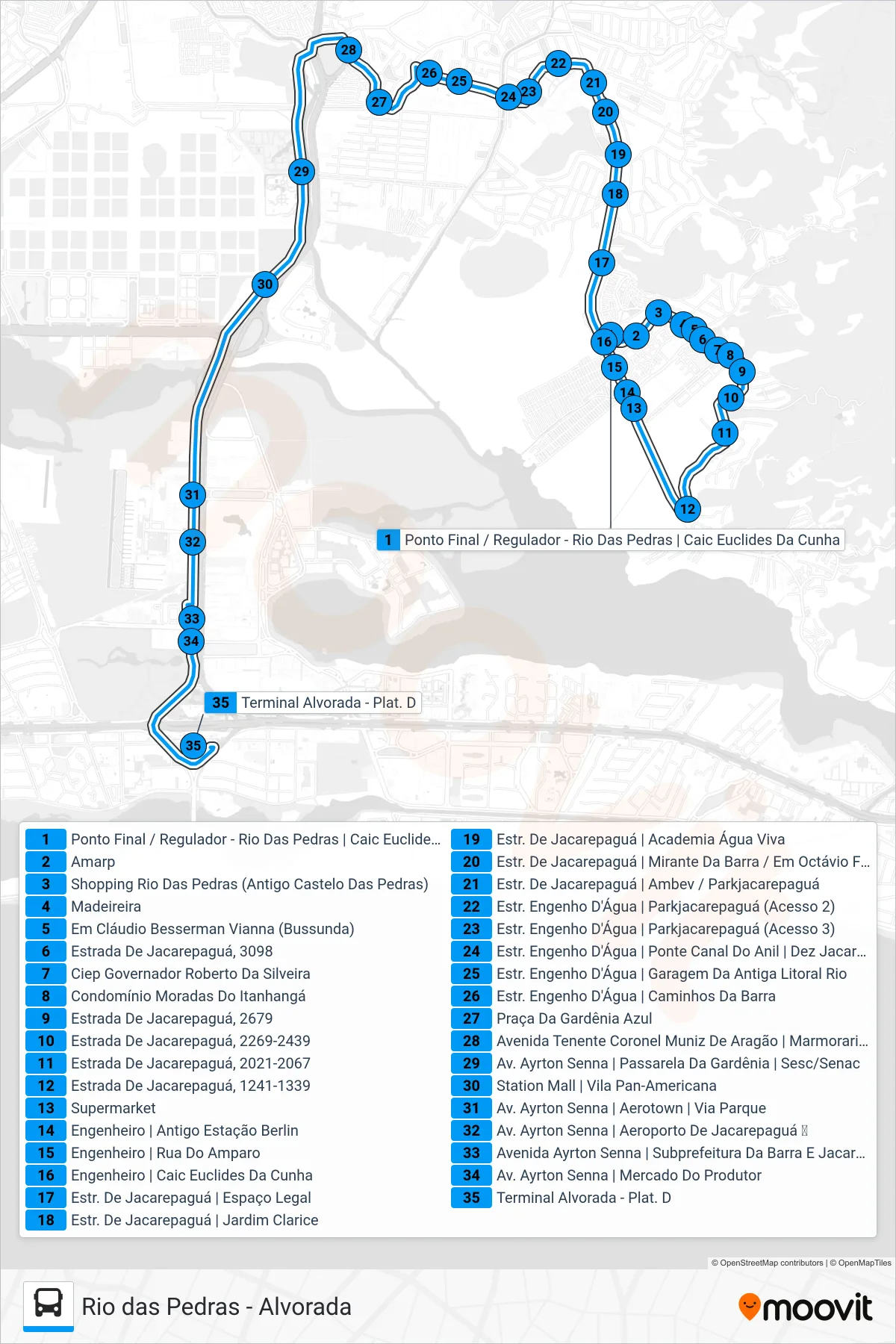 880 bus Line (Alvorada (Via Floresta)) route and stops on a map