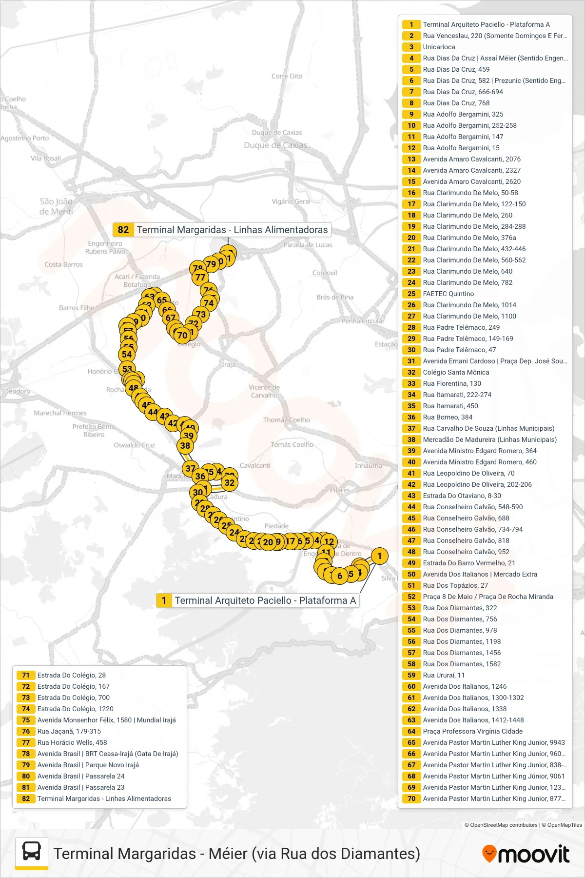 685 bus Line (Terminal Margaridas (Área De Lazer)) route and stops on a map