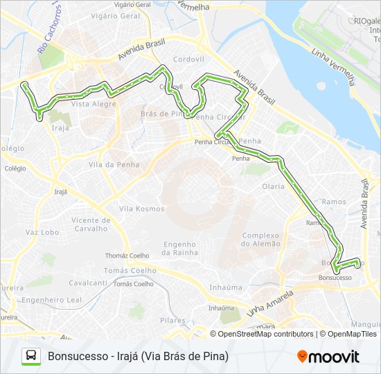 Mapa da linha 905 de ônibus