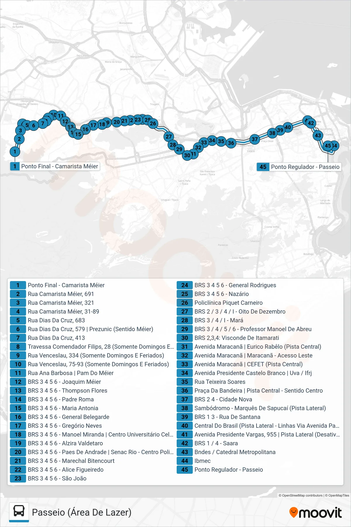 Rota e paradas da linha de ônibus 247 (Passeio (Área De Lazer)) no mapa