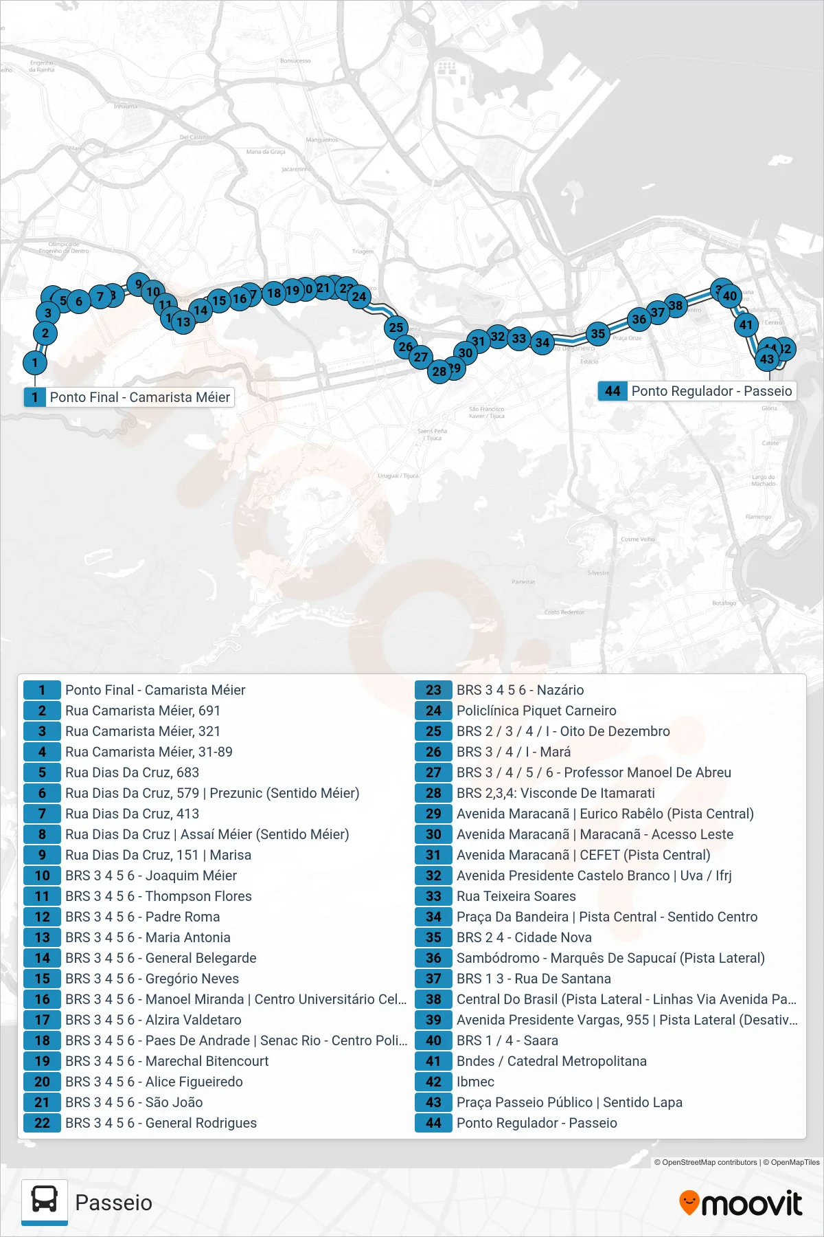 247 bus Line (Passeio) route and stops on a map