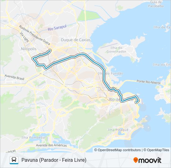 Mapa da linha 384 de ônibus