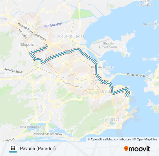 Mapa da linha 384 de ônibus