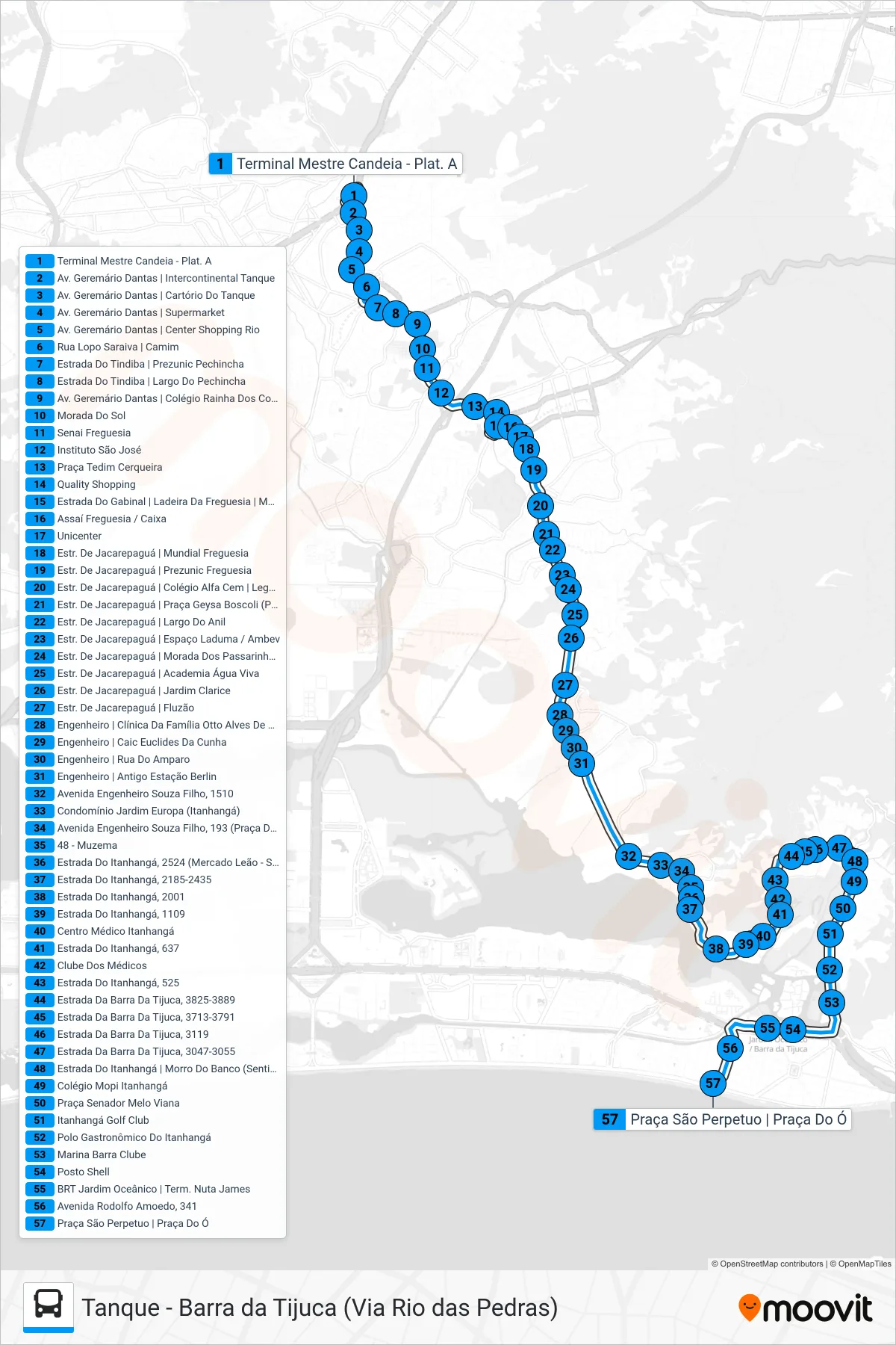 Rota e paradas da linha de ônibus 878 (Barra Da Tijuca) no mapa