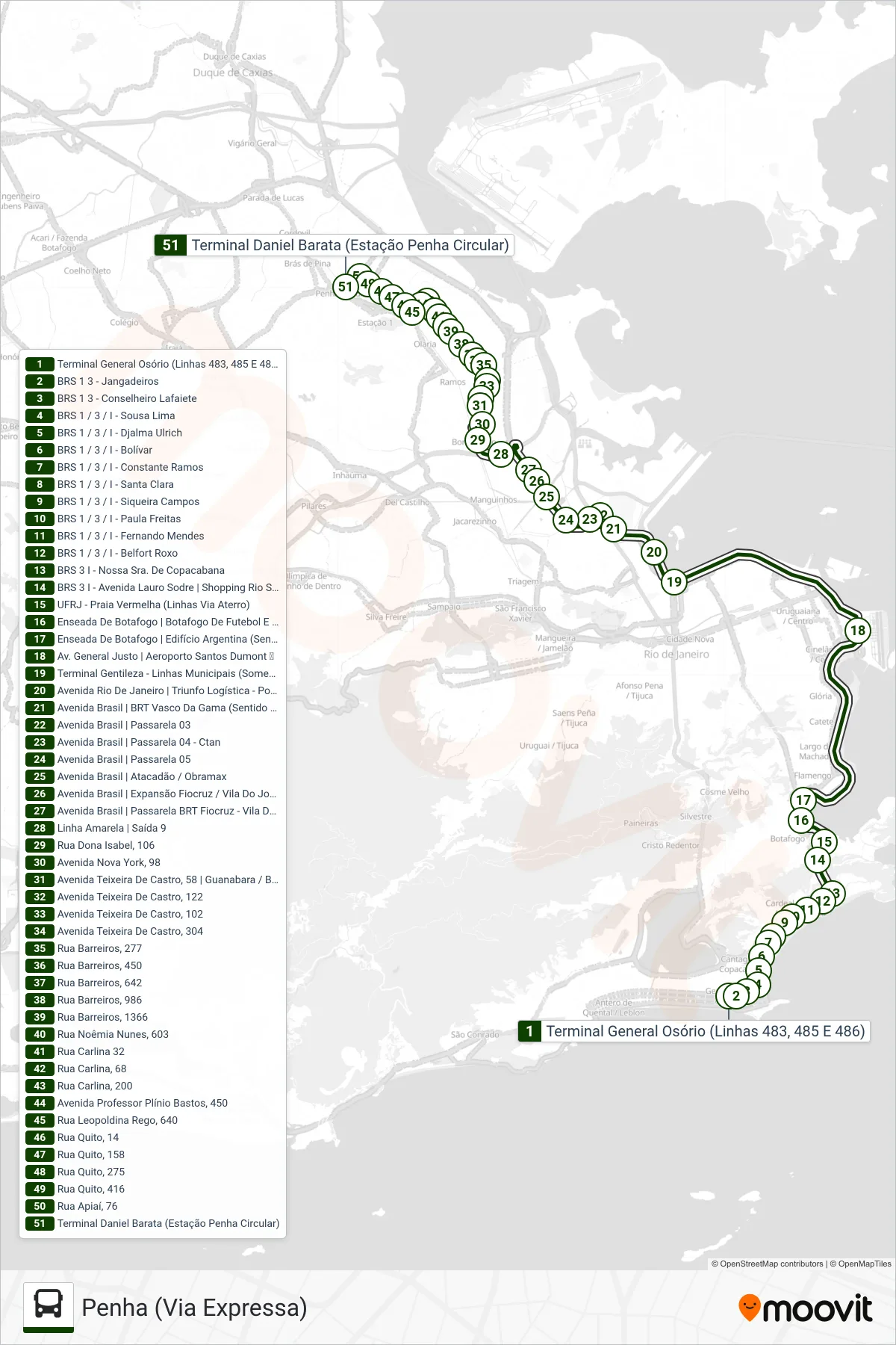 483 bus Line (Penha (Via Expressa)) route and stops on a map
