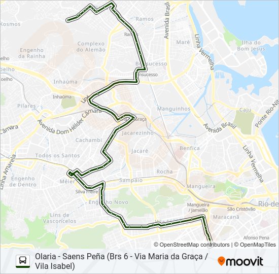Mapa da linha 625 de ônibus