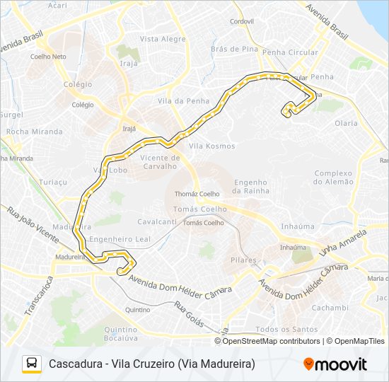 Mapa da linha 721 de ônibus