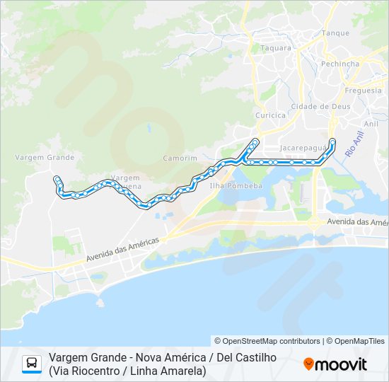 Mapa da linha 613 de ônibus
