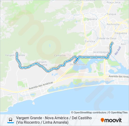 Mapa da linha 613 de ônibus