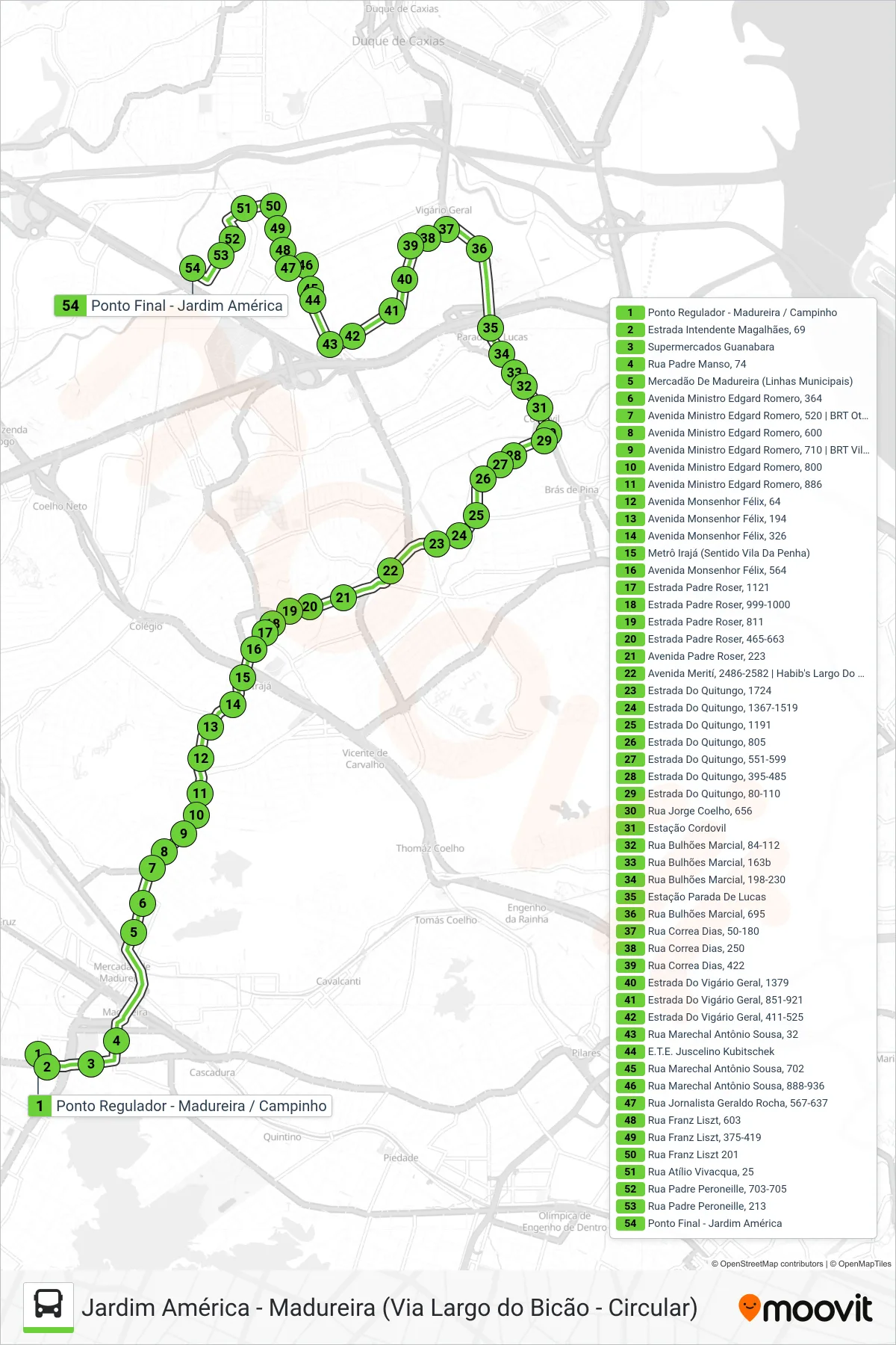 775 bus Line (Jardim América) route and stops on a map