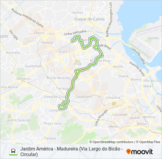 Mapa da linha 775 de ônibus