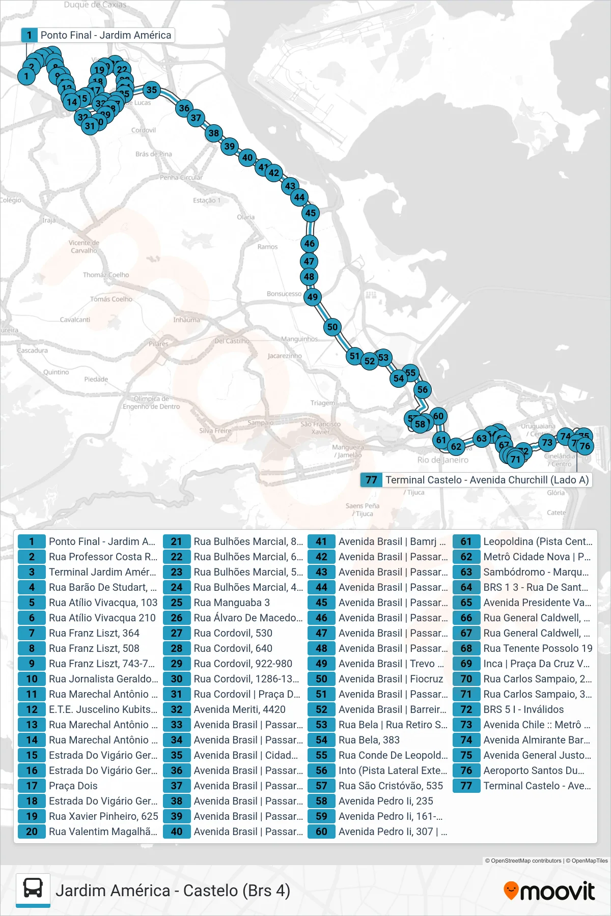 Rota e paradas da linha de ônibus 342 (Castelo (Área De Lazer)) no mapa
