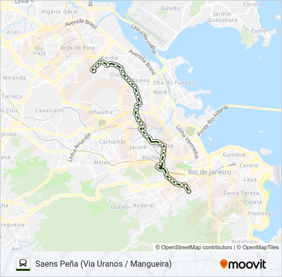 Mapa da linha 621 de ônibus