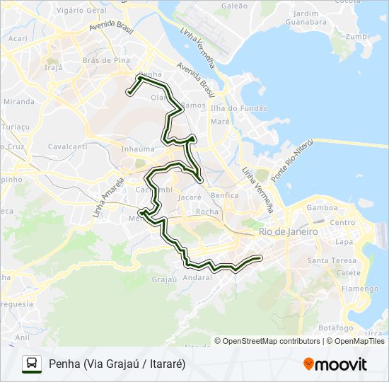 Mapa da linha 621 de ônibus