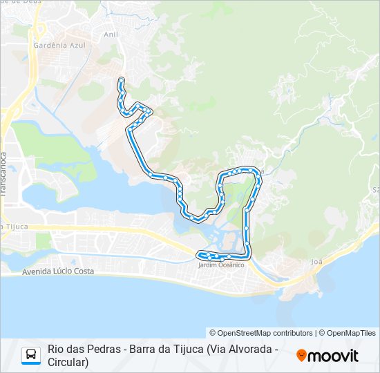 Mapa da linha 863 de ônibus