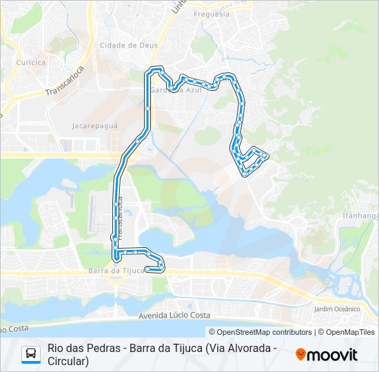 Mapa da linha 863 de ônibus