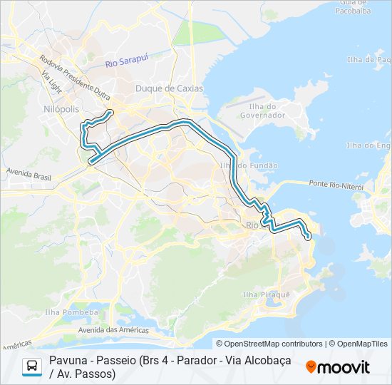 Mapa da linha 399 de ônibus