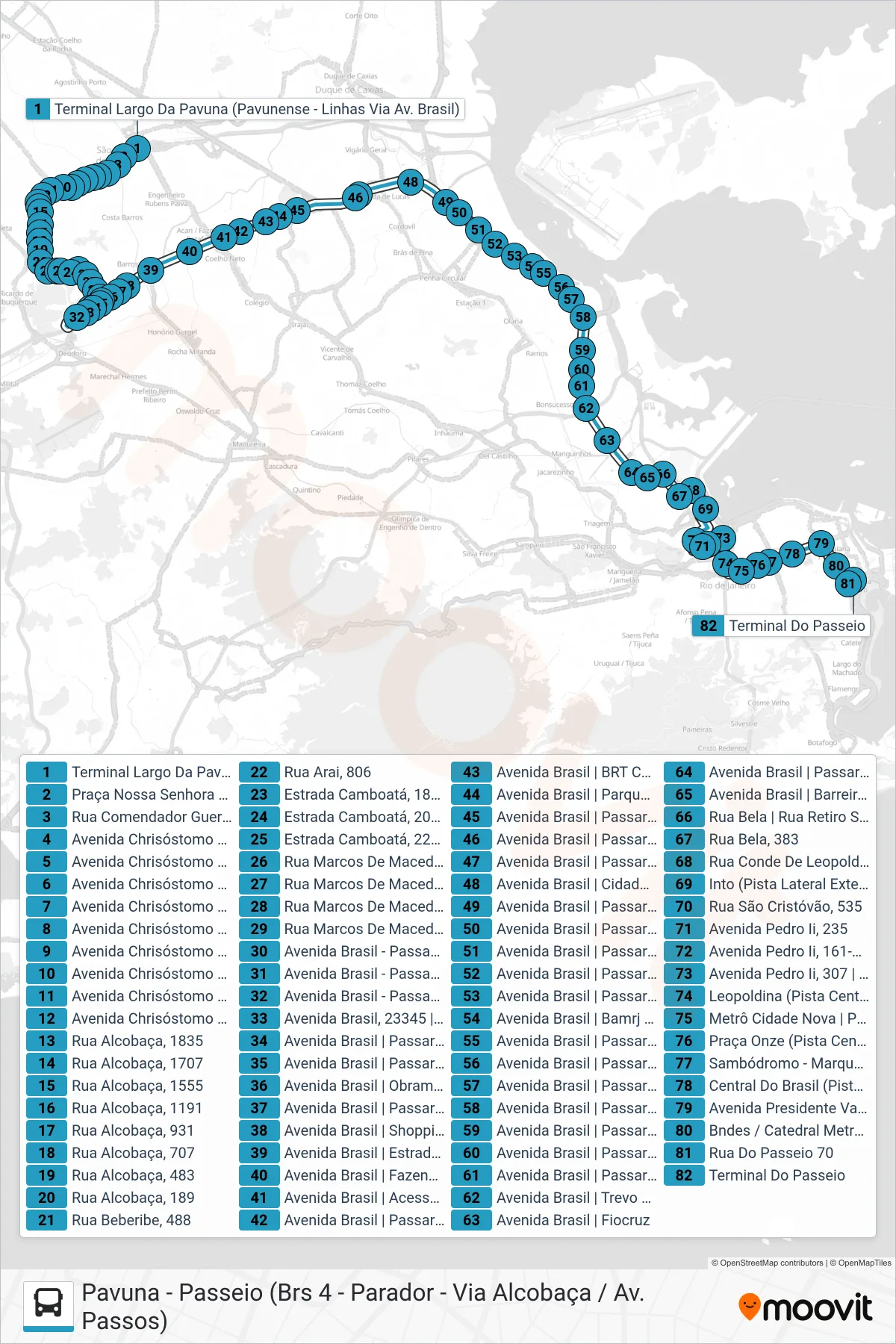 Rota e paradas da linha de ônibus 399 (Passeio (Feira Livre)) no mapa