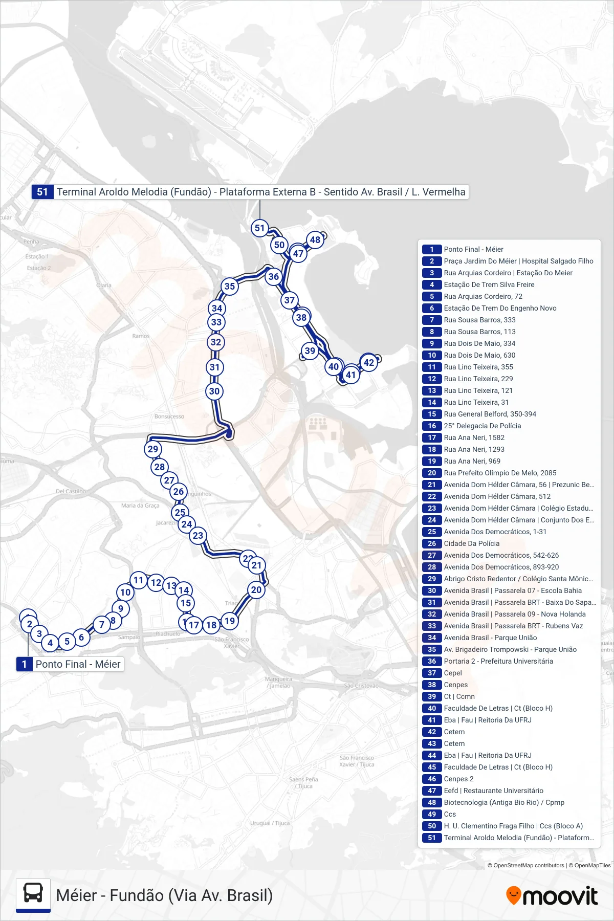 Rota e paradas da linha de ônibus  663  (Fundão) no mapa