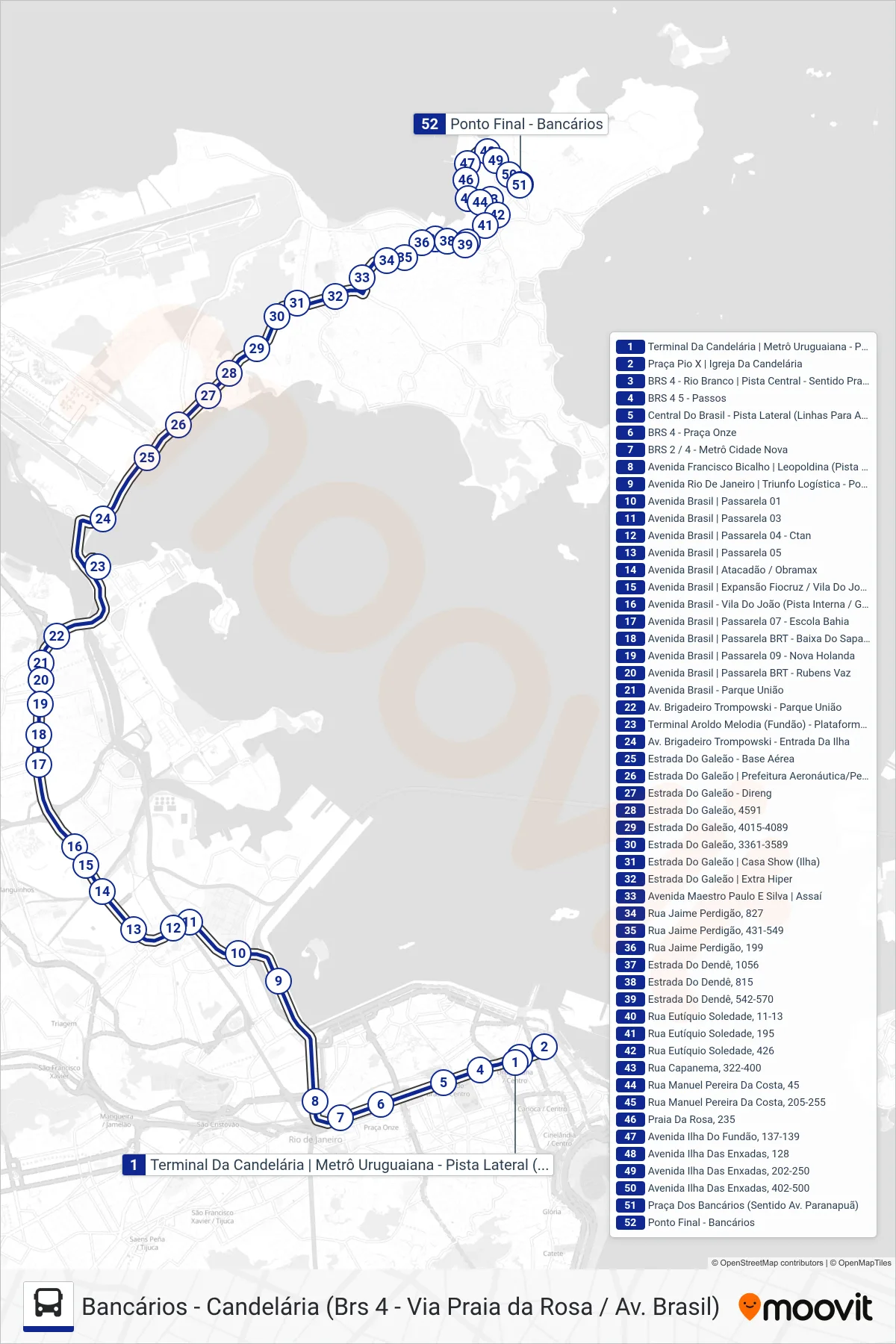 329 bus Line (Bancários) route and stops on a map